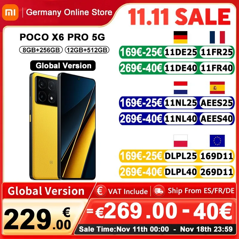 Global Version POCO X6 Pro 5G MTK Dimensity 8300-Ultra 67W Turbo Charging 64MP Triple Camera OIS 120Hz AMOLED 5100mAh