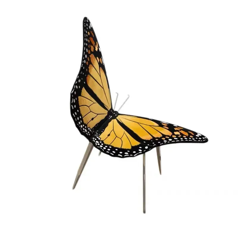 Butterfly lounge chair personality art rust fabric single chair light luxury creative living room stainless steel