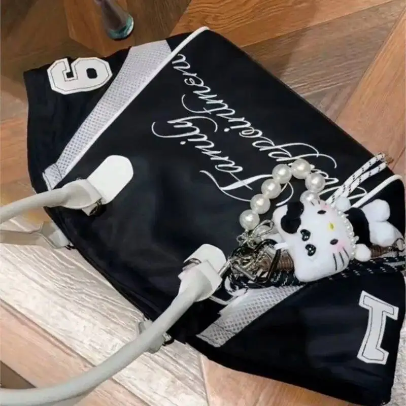 Bloom Sports Nylon Black Tote Wallets Women Versatile Letter Casual Y2k Handbag Ladies Large Capacity Underarm Bag 2025