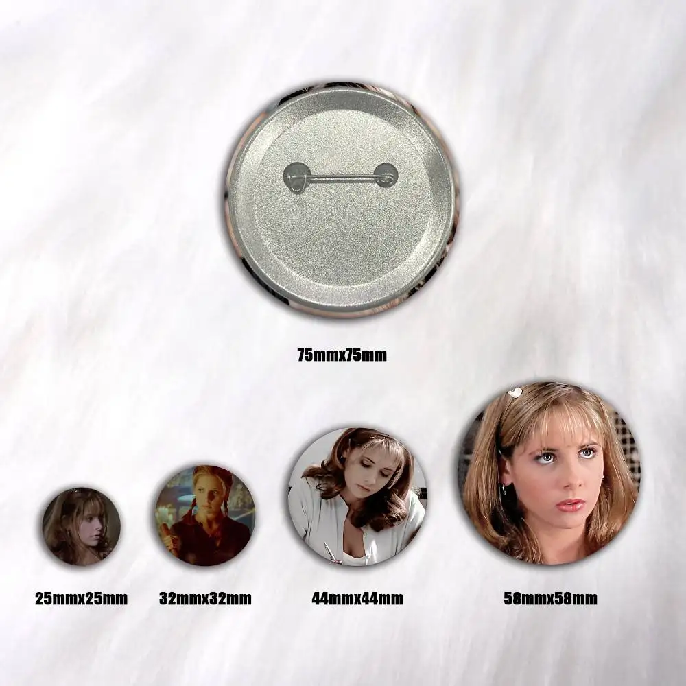 A-Buffy The Vampire Slayer Badge On Backpack Accessories Manga Icons Pins Round Cartoon Brooches For Clothes Bag Decor Gifts