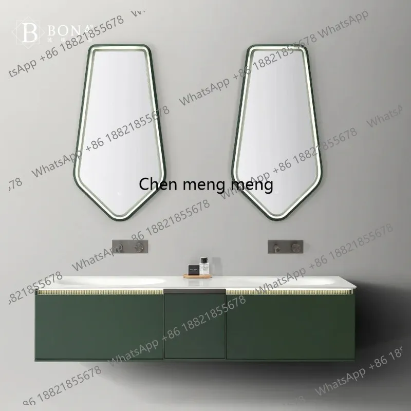 

Modern Nordic simple solid wood paint under the counter basin bathroom cabinet Corian integrated basin wash face