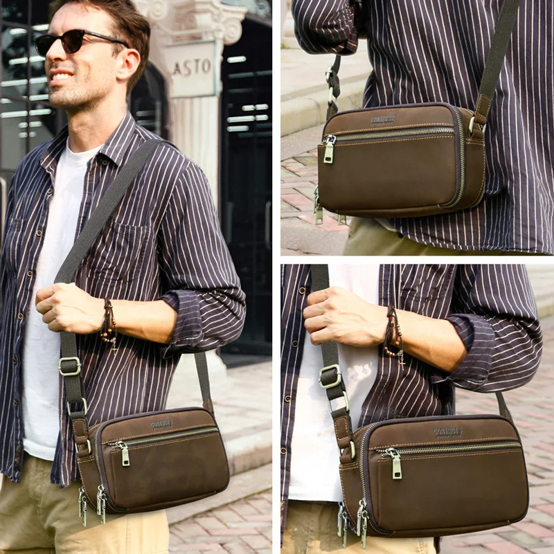 New Fashionable British Version Shoulder Casual Multi Functional Crossbody Bag Genuine Bags Leather Briefcases Men Bag Briefcase