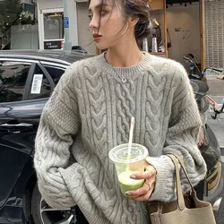 Deeptown Casual Grey Pullovers Sweater Women Vintage Old Money Style Oversize Beige Jerseys Y2K Korean Reviews Many Clothes