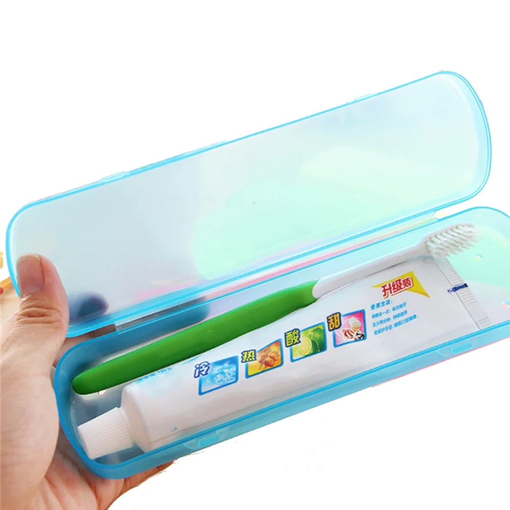 Candy Color Transparent Plastic Toothbrush Box Case Dust-proof Convenient Outdoor Travel Toothbrush Holder Bathroom Accessories