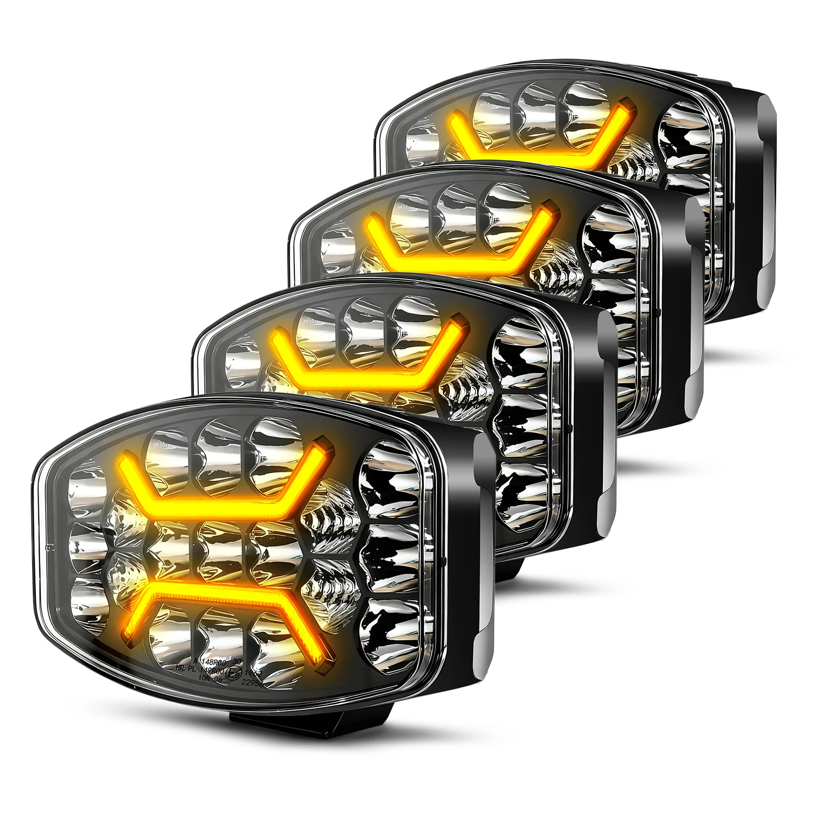 Faro da lavoro ovale da 10 pollici UN, 1 o 2 pezzi, con luce di posizione ambra DRL, per camion, rimorchi 4x4, 12V 24V, uso fuoristrada
