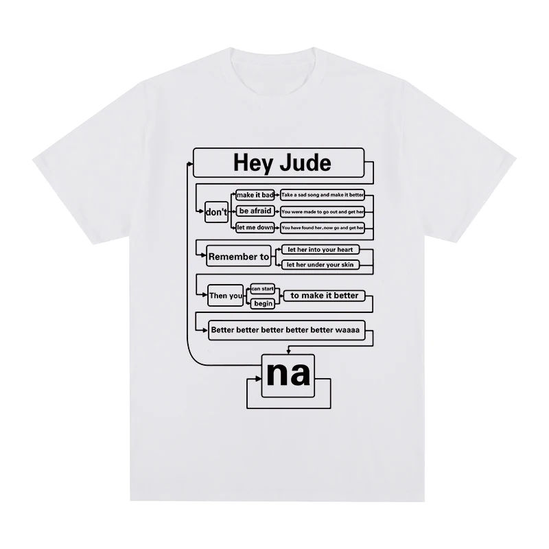 Hey Jude T Shirt Hip Hop Rock Short Sleeve Beatle Retro Nostalgia Engineer Men Women Clothing 100%Cotton Loose Casual Streetwear