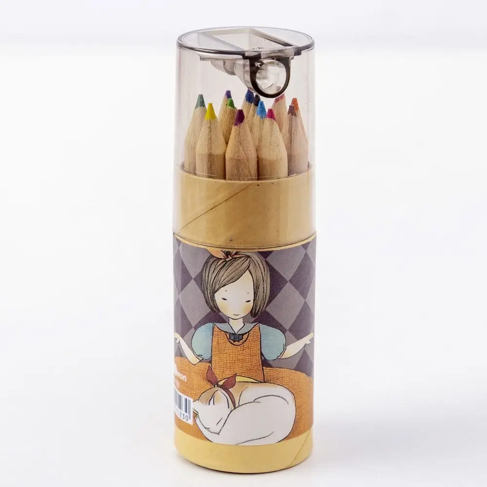 

12pcs 12 Colors Cartoon Painting Pencil Set Hand-Painted Colored Pencils School Office Supplies Painting with Pencil Sharpener