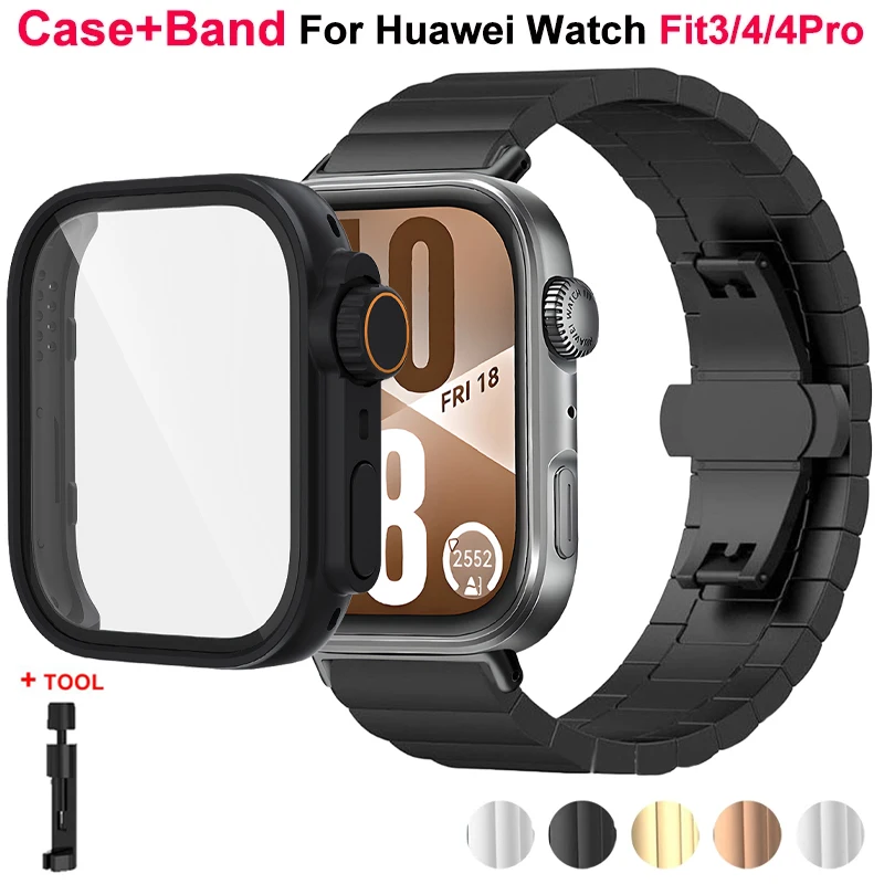 Stainless Steel Band+Change To Ultra Case For Huawei Watch Fit 4/Fit 4Pro Protective Shell Metal Strap For Huawei Watch Fit 3