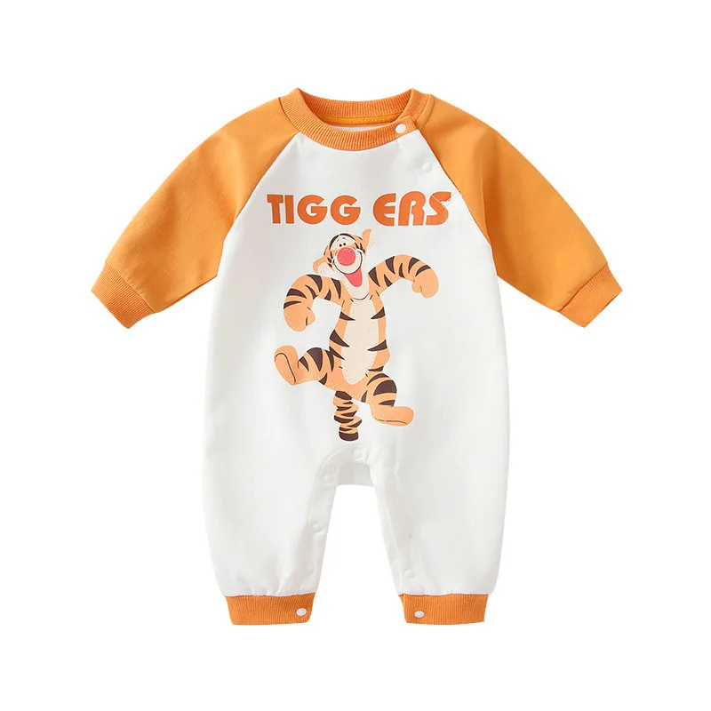 

MINISO Tigger Baby Bodysuits Newborn Rompers Long Sleeve Kawaii Cotton Spring Soft Cotton Infant Outfit Casual Wear 0-1 Years