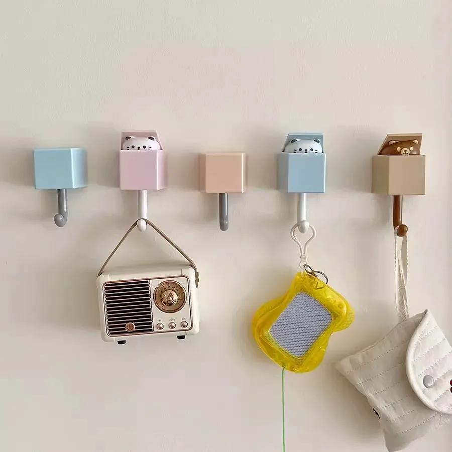 

Cloududa 6 Pcs Cartoon Cat Hook Self Adhesive Strong Seamless Creative Hook High-quality Appearance