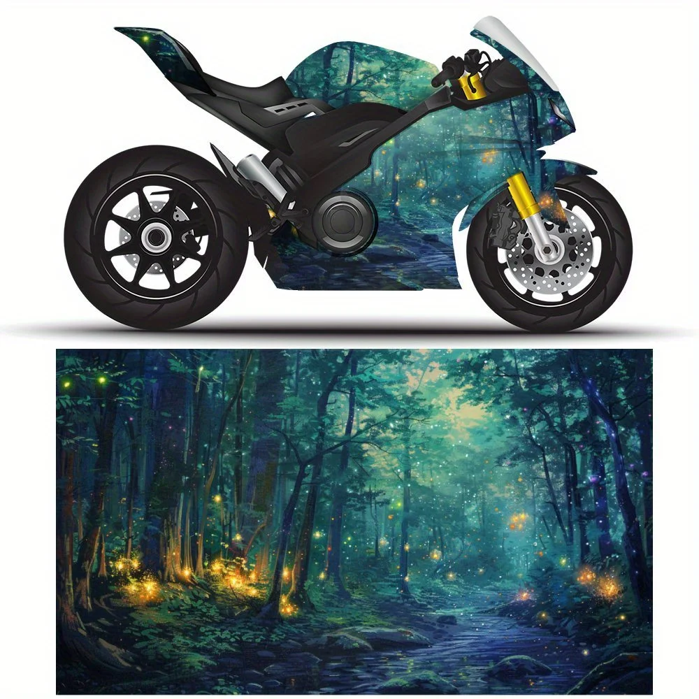 

2 шт. самоклеящаяся наклейка из ПВХ для мотоцикла с рисунком «Зачарованный лес», пленка для кузова мотоцикла, подходит для большинства мотоциклов, V