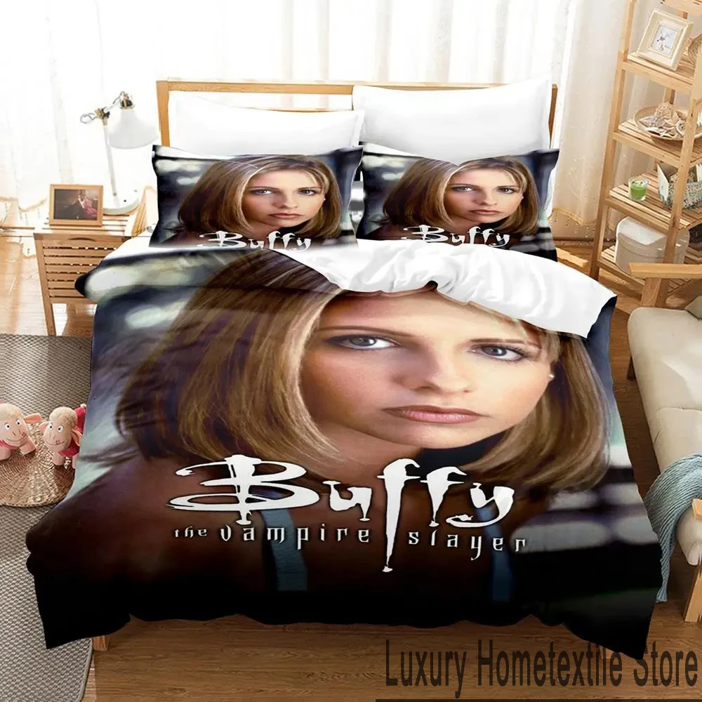 Imagem -06 - Buffy The Vampire Slayer 3d Print Conjunto de Cama para Meninos e Meninas Gêmeos Rainha King Size Capa de Edredão Fronha Cama Adultos