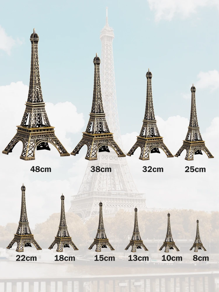 

Eiffel Tower Statue Decor Alloy Metal Collectible Figurine Structure Theme Tabletop Ornament for Home Office Bar Shelf 10 Sizes