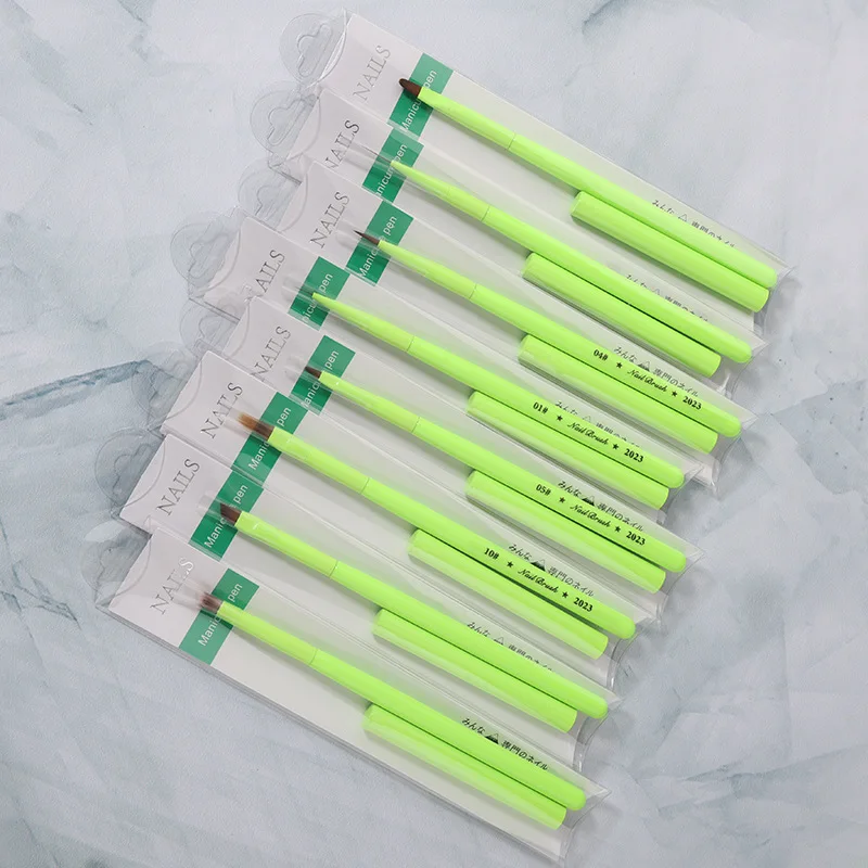 Pincel verde para uñas, pincel para gel, para manicura acrílica, extensión de uñas con gel UV, pincel para pintar y dibujar esmalte 6