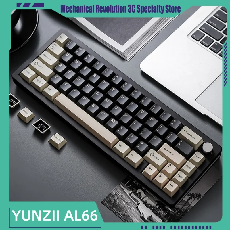 new YUNZII AL66 aluminum lump mechanical keyboard Bluetooth Tri-mode Mechanical Gasket structure supports hot plug game e-sport