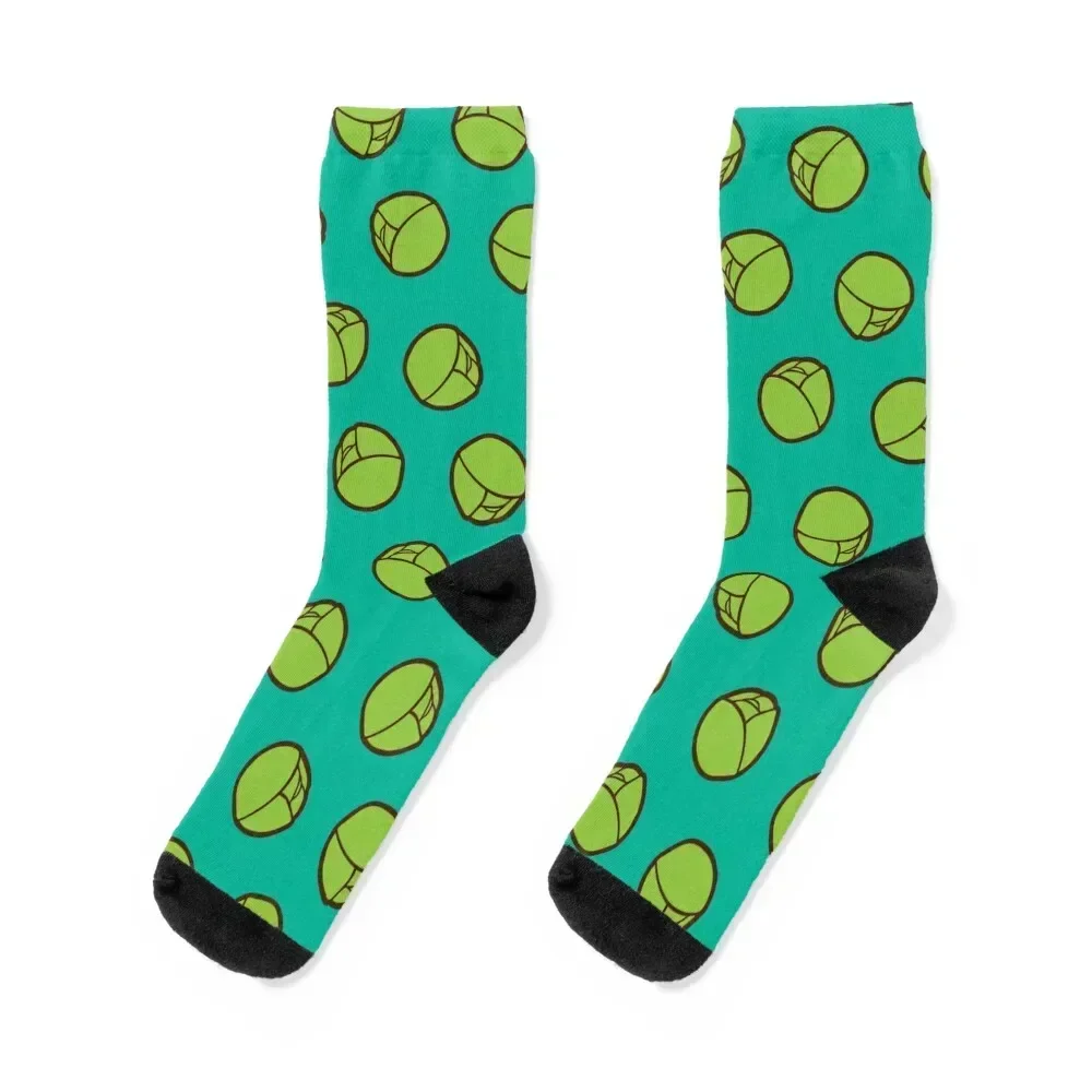 Brussel Sprouts Pattern in Turquoise Socks crazy christmass gift bright garter gift Socks Female Men's