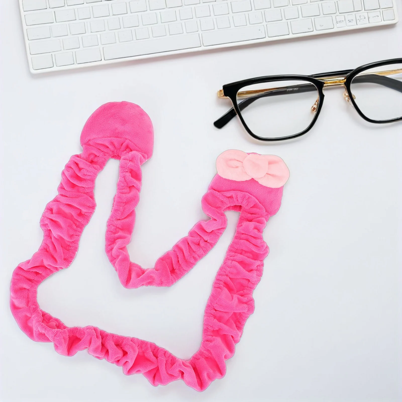 

Cute Cat Ear Computer Monitor Cover Elastic Dustproof 20-32 Inch Pink Decorative Durable Anti Dust Cover for Girls Office Home