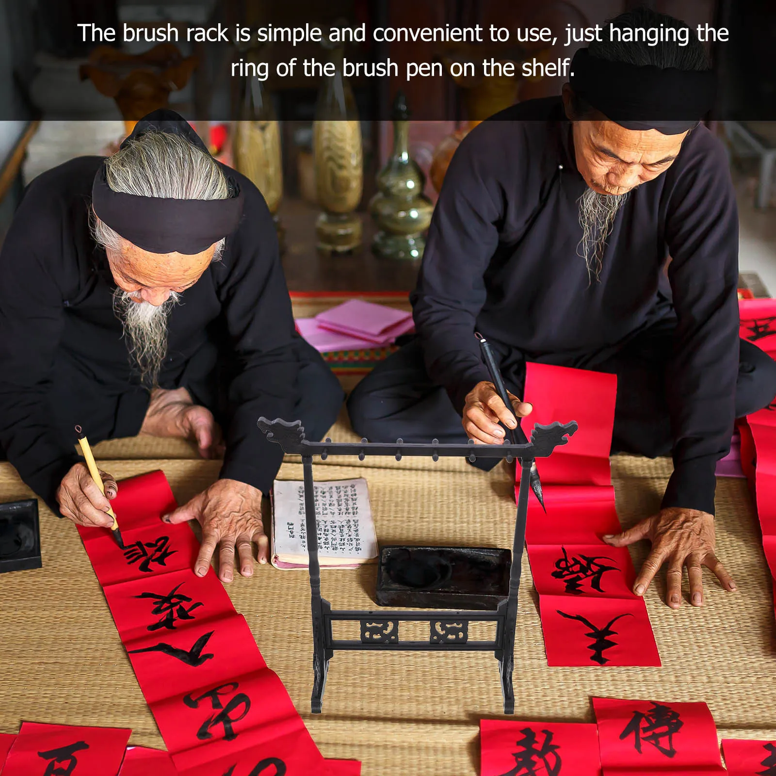 Resin Calligraphy Brush Holder Lightweight Compact Design For Chinese Ink Brush Storage Desktop Decor Rack Practical Pen