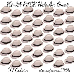10/16 Pack 1920s Fedora Hats for Men Short Brim Sun Panama Hats Classic Pork Pie Hats Summer Hat for Women Party Wedding Costume