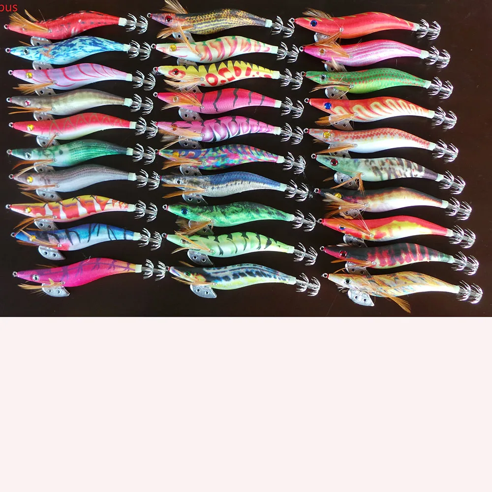 20pcs 3.5#   squid jigs  (13.5cm  20g)squid hook fishing lure ,jig bait, wood shrimp.fishingtackle .