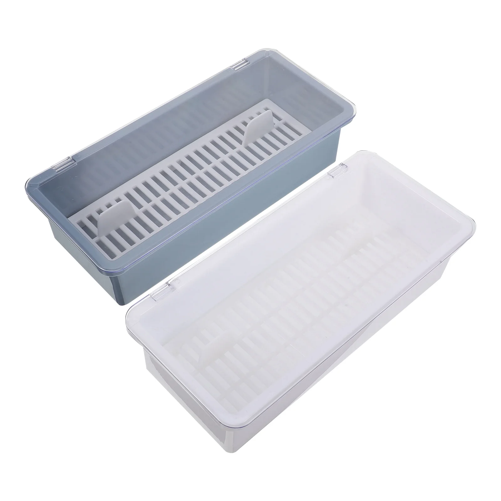 

2pcs Cutlery Storage Box Kitchen Utensil Holder Compact Countertop Organizer For Chopsticks Transparent Lid Household