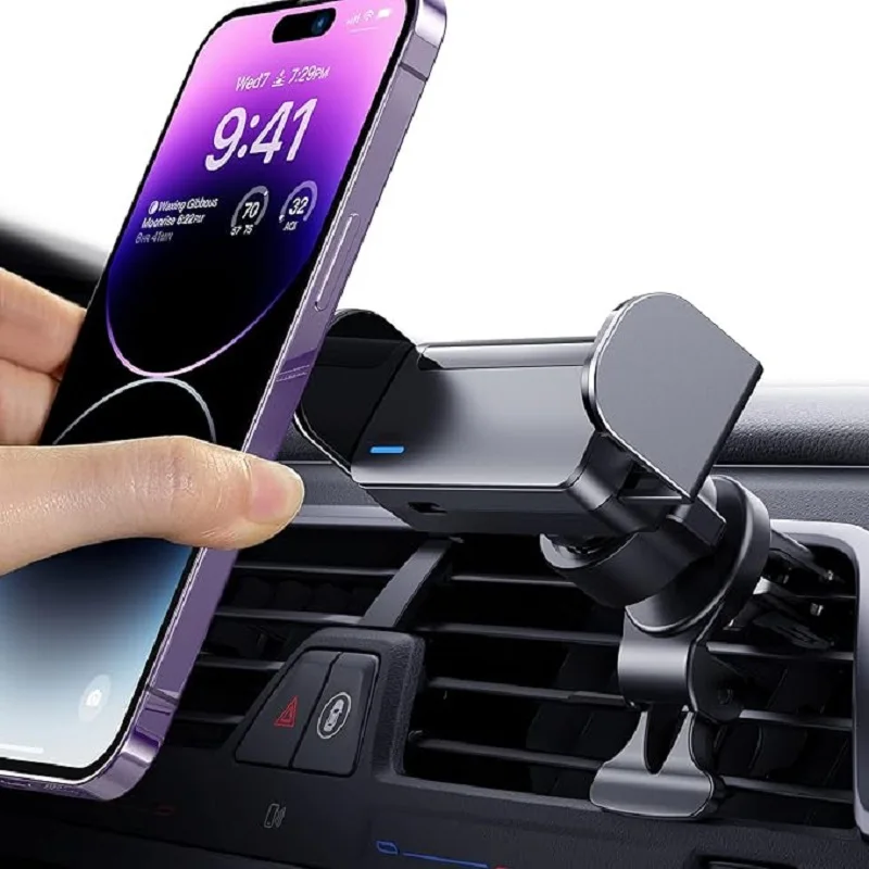 CAFELE Air Vent Car Holder Stand Black Rechargeable Mini Auto-Clamping Outlet Clip Phone Mount For 4.7-6.1 inches Smartphones