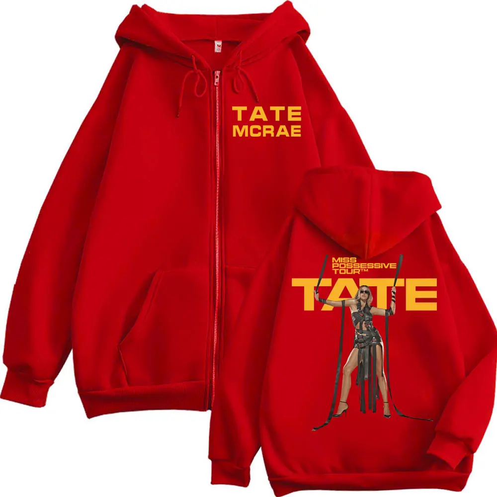 Limited Tate McRae Miss Possessive Tour 2025 Zipper Hoodie Fashion Aesthetic Zip Up Sweatshirt Men Women Hip Hop Retro Pullovers - Image 4