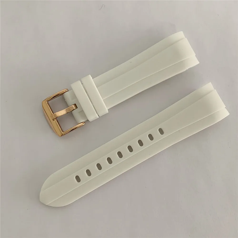 

Silicone Strap Multi-Color Watchband 22mm High Quality Rose Gold Stainless Steel Buckle Watch Band