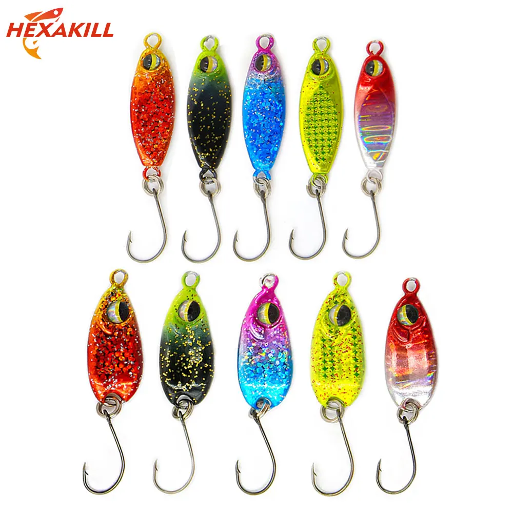 Micro Metal Fishing Bait 3g/5g 3D Eyes Mini Spoon Lure Hard Sequin Lure Spoon Small Fish Single Hook