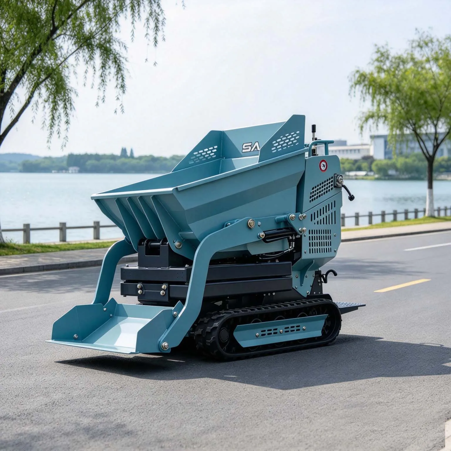 Smooth-running articulated dumper 3 wheel motorcycle dumper mini dumper cingolato della piattaforma di raccolta idraulica