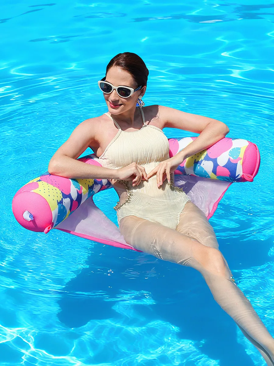 

Inflatable floating raft outdoor foldable backrest clip net floating bed water inflatable hammock lounge chair floating bed