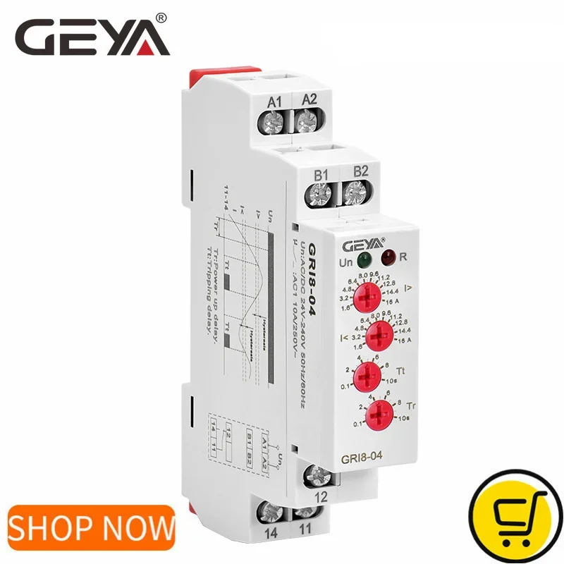 

GEYA GRI8-03/04 Over Current Under Current Protection Relay 0.05A 1A 2A 5A 8A 16A Current Monitoring Device AC/DC24-240V