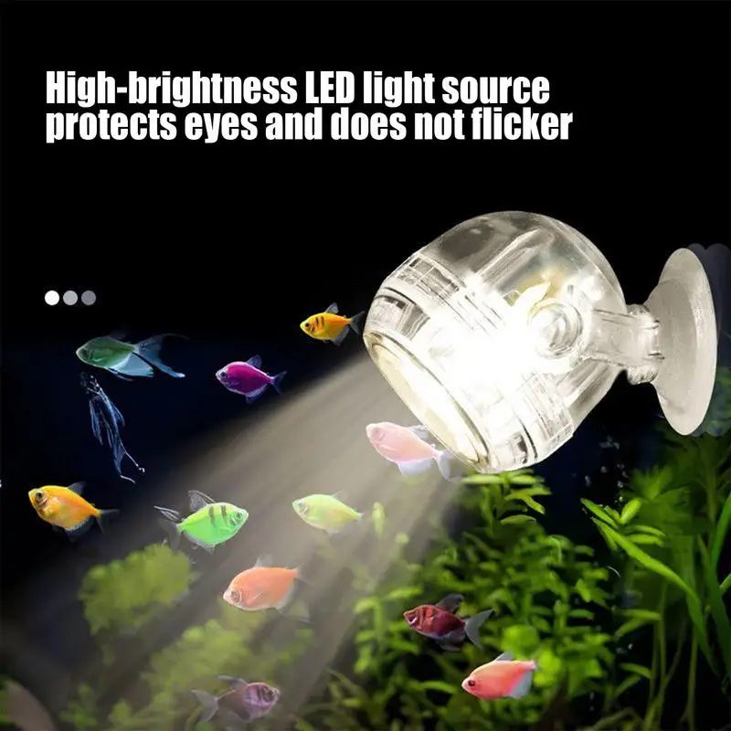 Fish Tank Spotlight 180 Degree Rotating Fish Lamp Super Bright LED Lamp Beads Strong Suction Cup Submersible Fish Lamp For