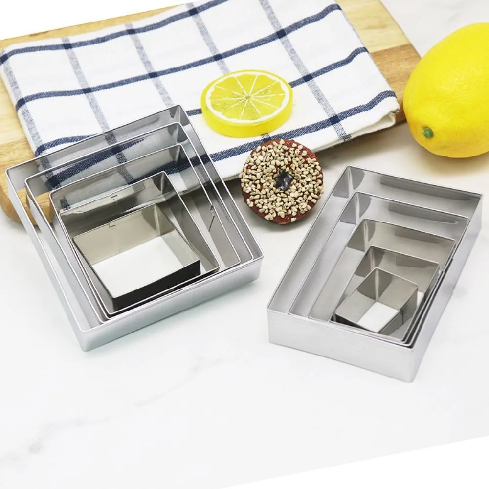 5Pcs/Set Durable Stainless Steel Biscuit Mold Rectangle DIY Cookie Cutter Portable Convenient Fruit Cutter Kitchen