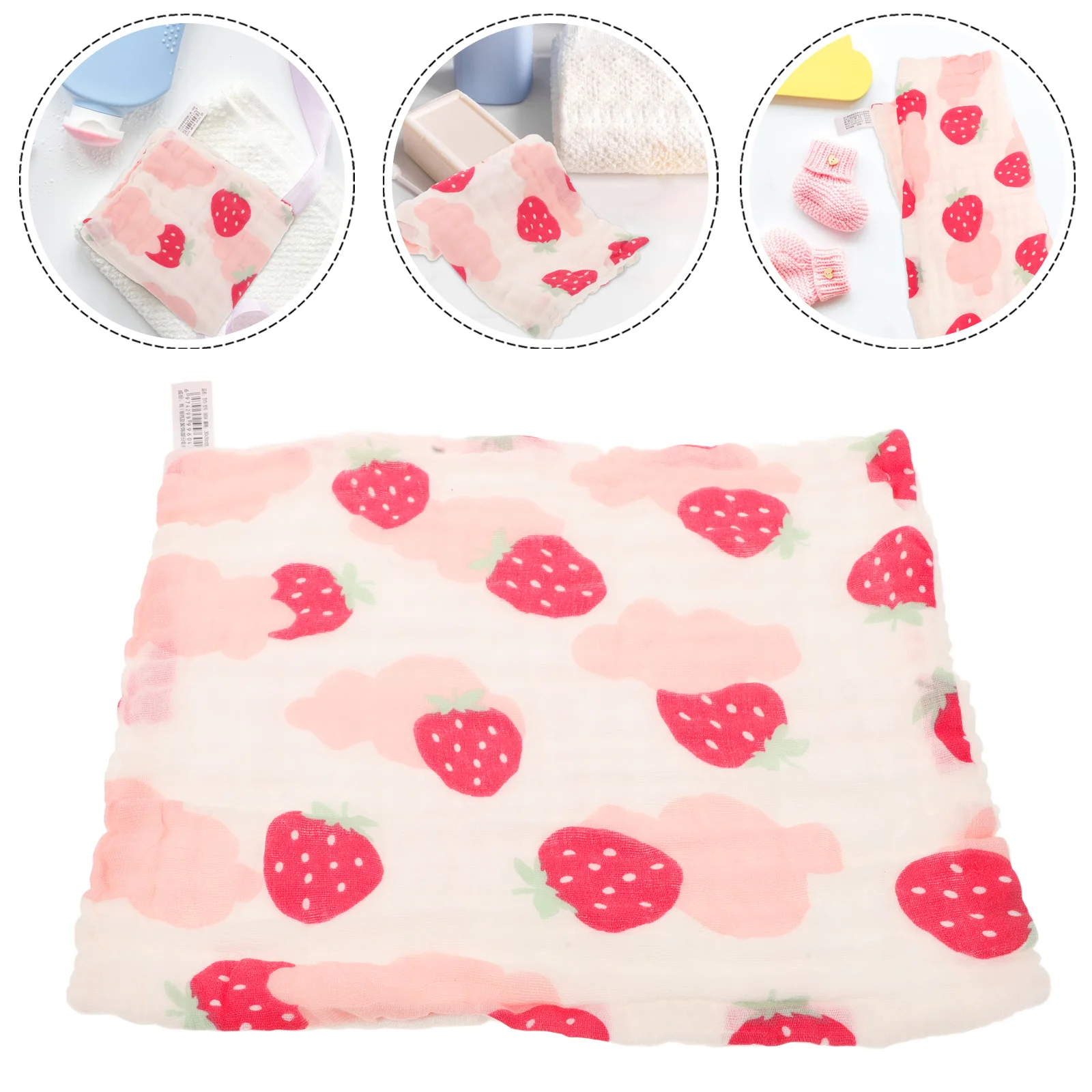 

Муслиновое хлопковое пеленание с клубничным принтом для новорожденных мальчиков и девочек, мягкие впитывающие банданы, нагрудники для прорезывания зубов, слюнотечения