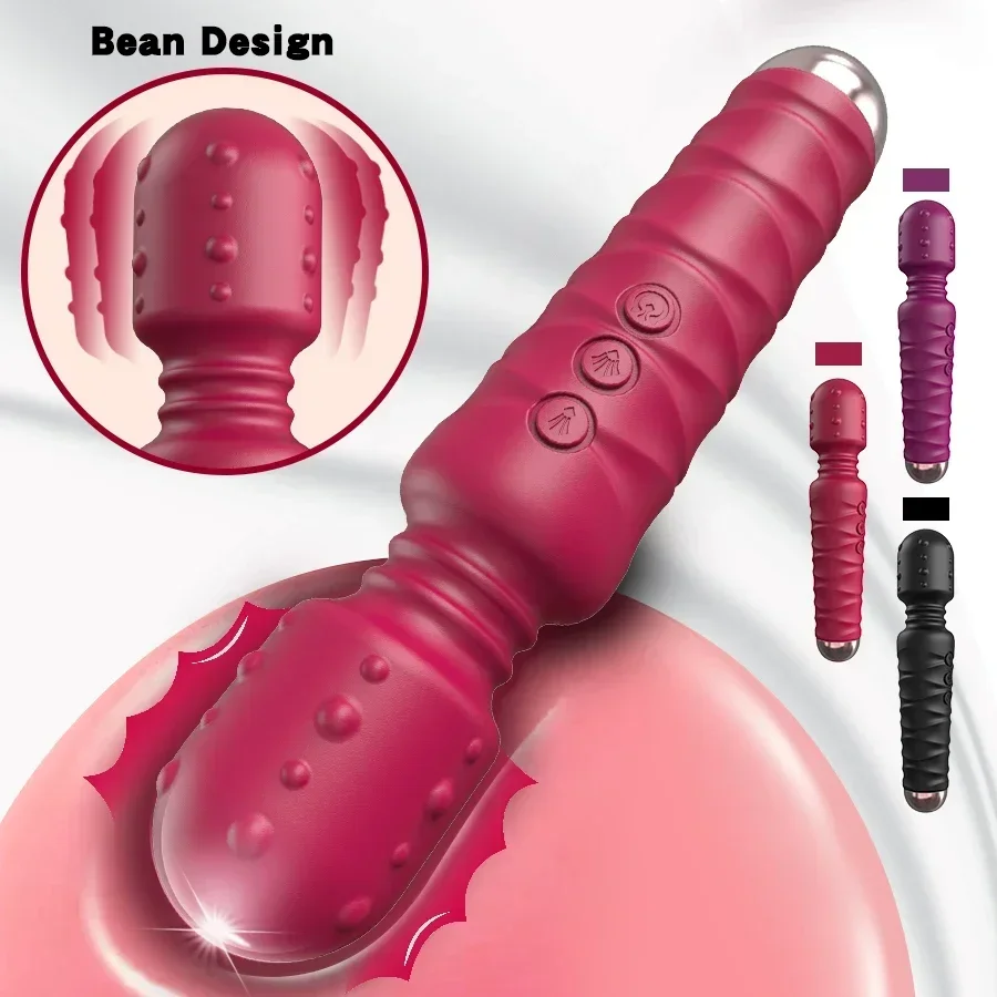 Powerful Thrusting Dildos Vibrator Silicone Telescopic Plus Vibration  Wand Massager Sex Toy for Couple Adults 18