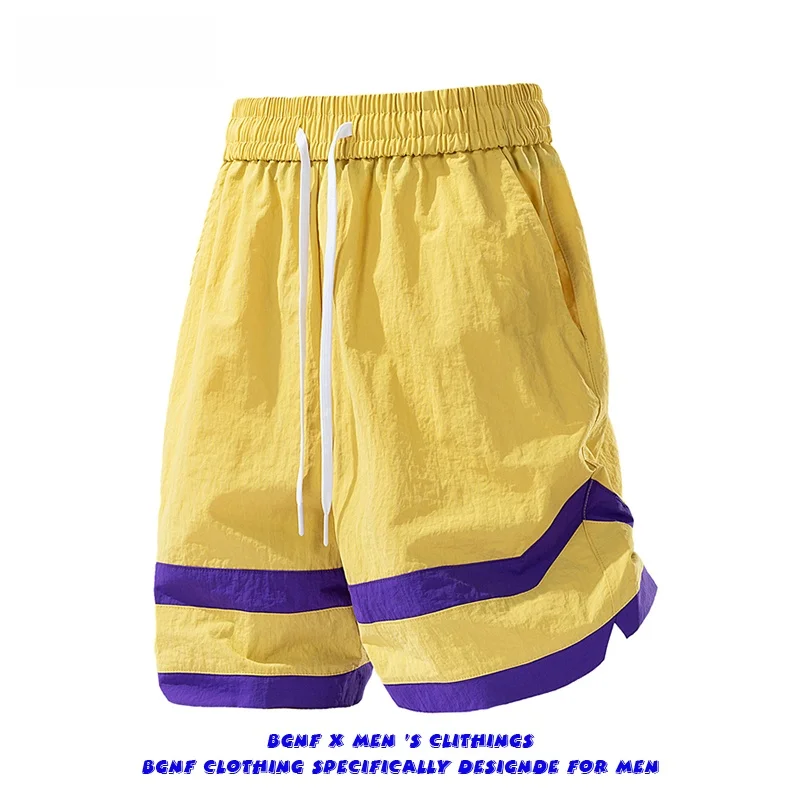 

American Sle Yellow Baskeall Ice Silk Qui Dry orts Men's 2026 New Summer Sports Running Fitn Five-Part Pants