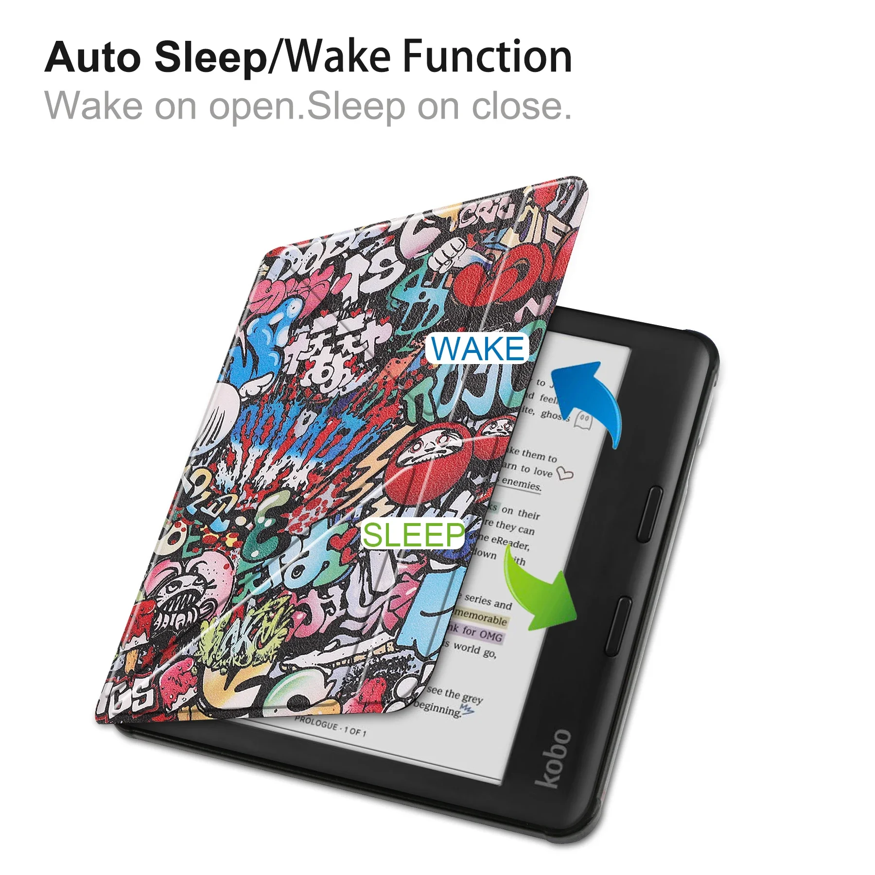 For Kobo Libra Colour 2024 7 inch Smart Magnetic PU Leather Case Shockproof Protective Shell Auto Sleep/Wake
