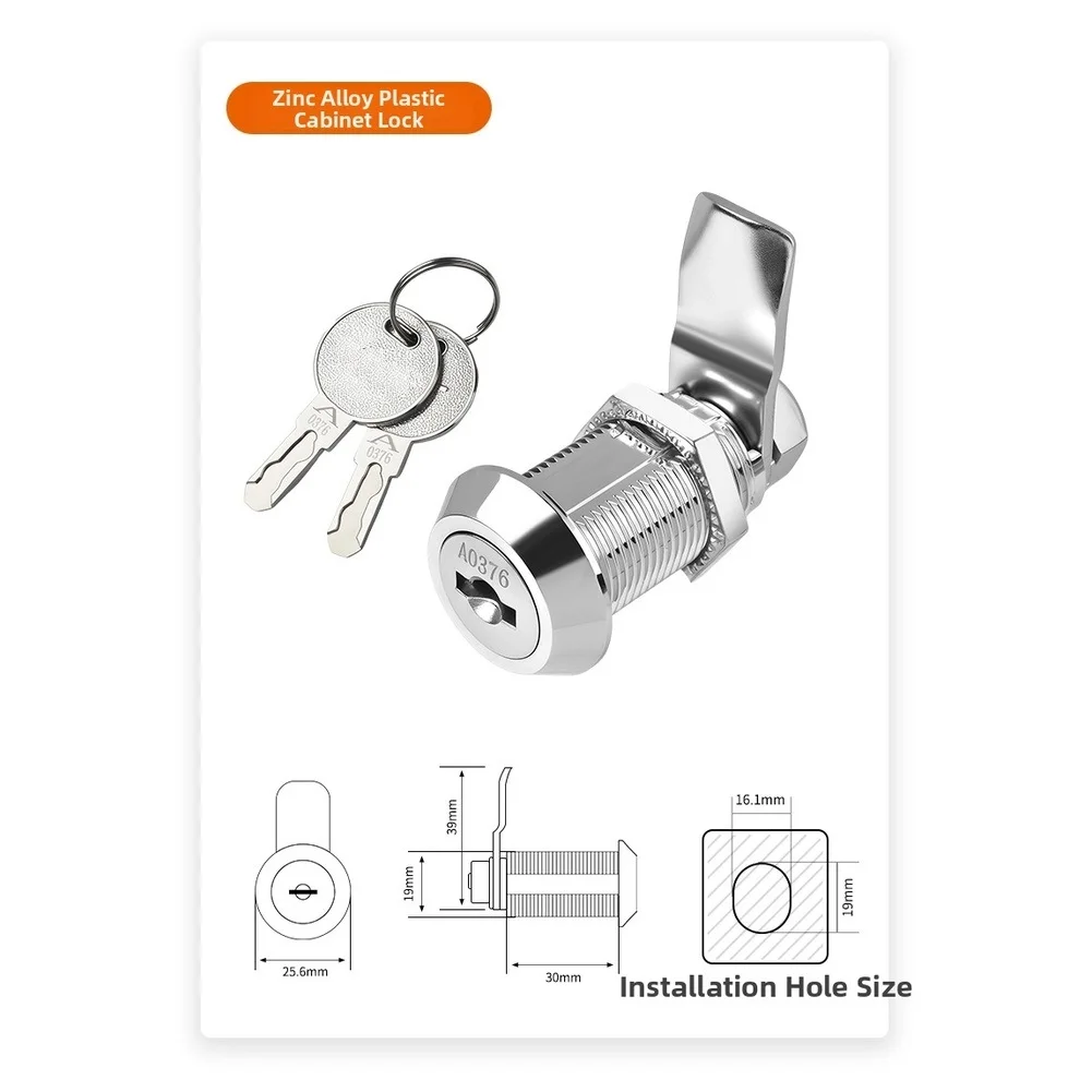 Cabinet Door Lock Made of Zinc Alloy Featuring Copper Core for File Cabinets Storage Cabinets and Metal Locker Installations