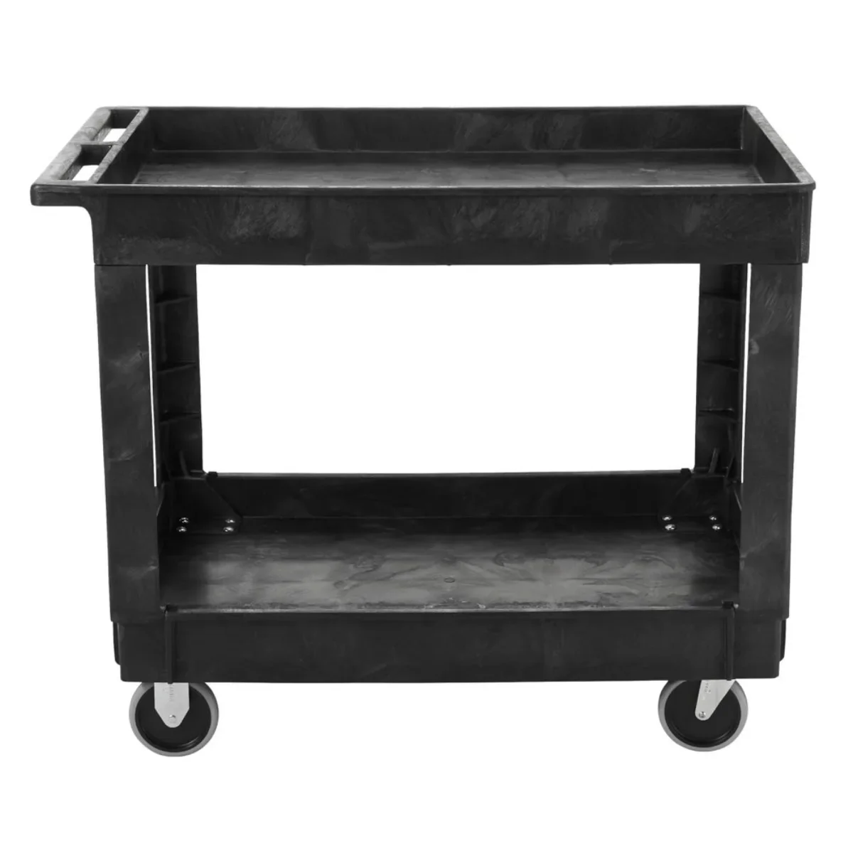 Heavy Duty 2-Tier Utility Cart, 500LB Capacity Rolling Cart with Lipped Shelves for Warehouse Garage Kitchen