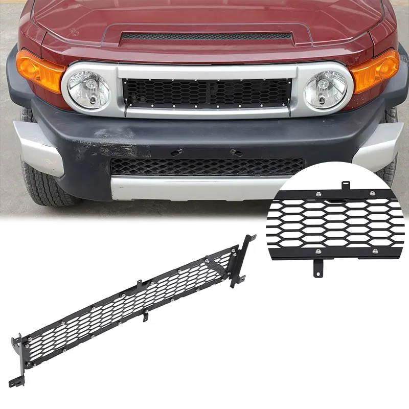 

For Toyota FJ Cruiser 2007-2021 Aluminum alloy Black Car Front Center Net Insect-proof Net LED Spotlight Bracket Car Accessories
