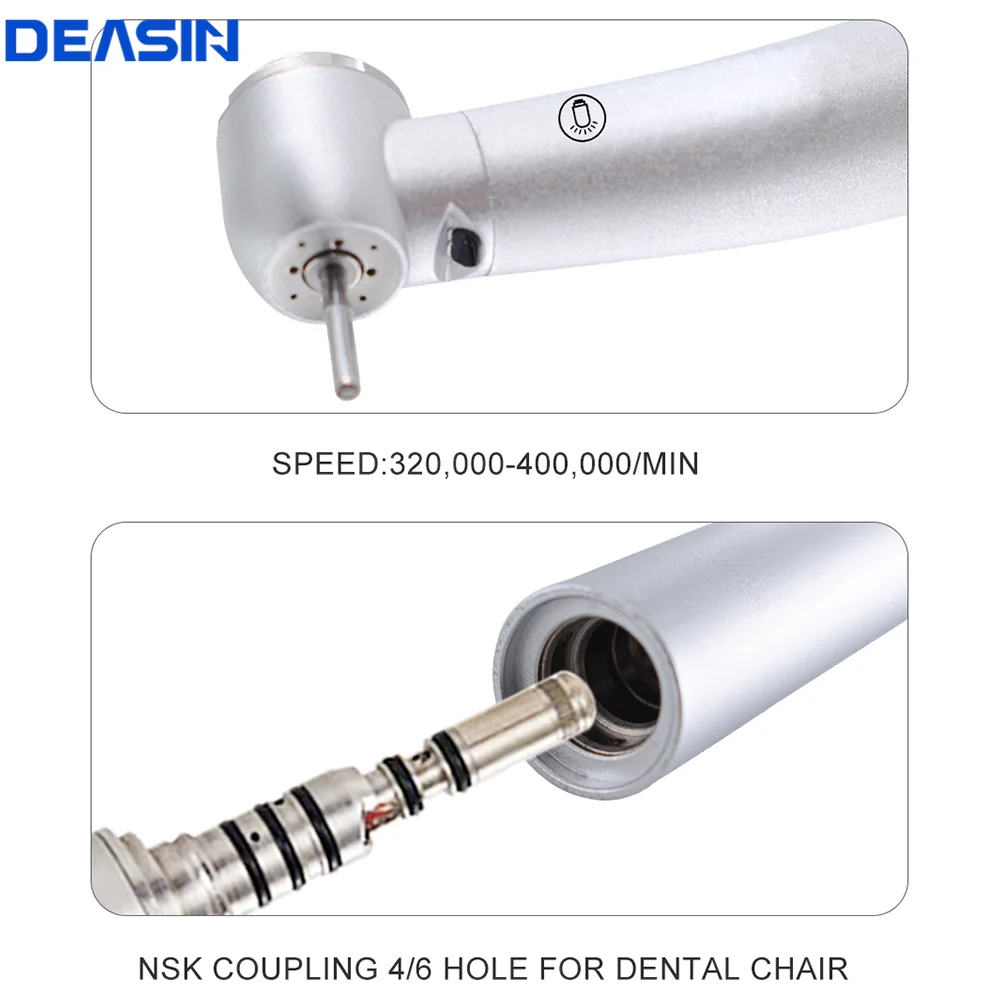 DEASIN Dental high speed fiber optic LED handpiece turbine with ceramic bearing for kavo coupler Dentist Tool Compatible