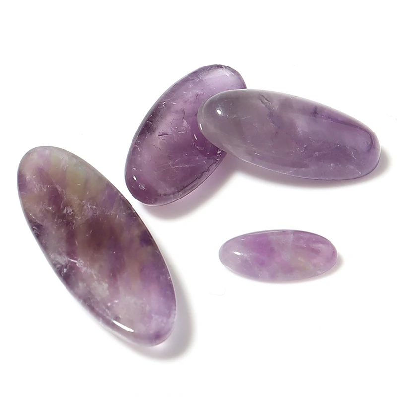 5pcs/3pcs Natrual Stone Amethyst Cabochon Oval Flatback  For DIY Jewelry Making Pendant/Earrings Accessories