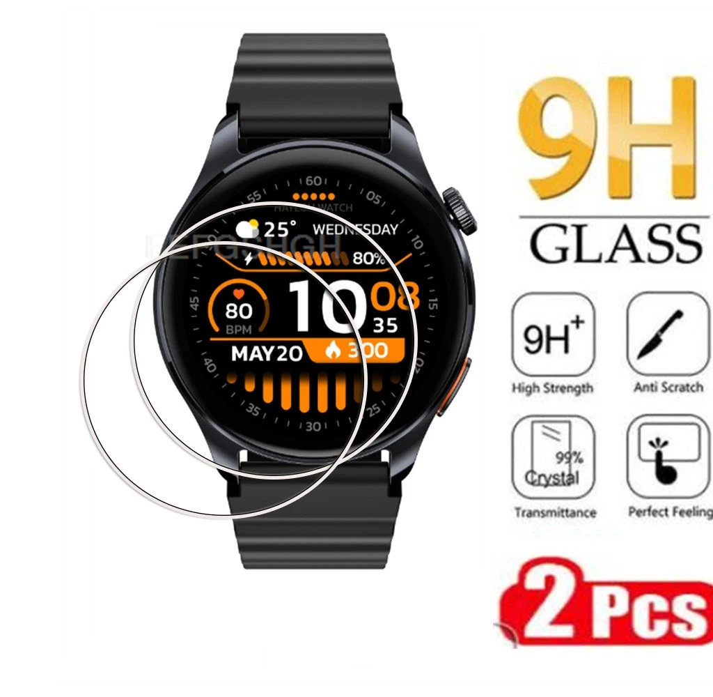 2 шт. защитная пленка из закаленного стекла 9H HD для умных часов HAYLOU Watch 4S GPS с 1,43-дюймовым HD AMOLED-дисплеем и 5-спутниковым GPS-модулем