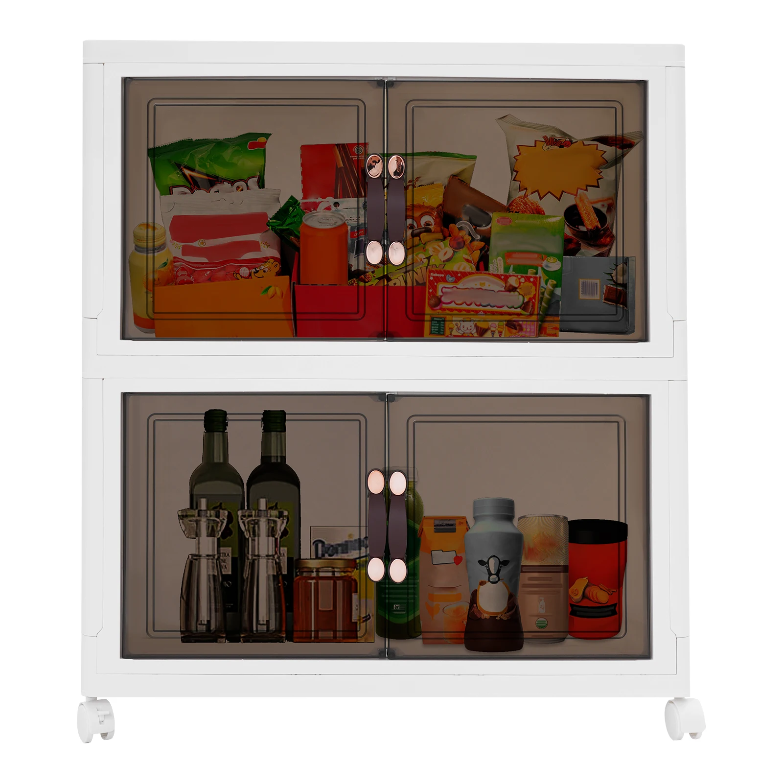 Caja de Almacenamiento, Paquete de 2, 2 Niveles, con Ruedas, Plegable, Organizador Debajo de la Cama para Ropa y Libros