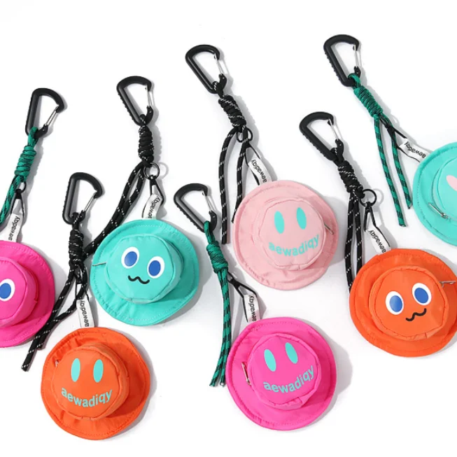 Cute Mini Hat Shaped Zipper Pouch, Portable Earbud Storage Bag, Cartoon Coin Purse Key Holder for Coins, Headphones, Small Accessories, Orange