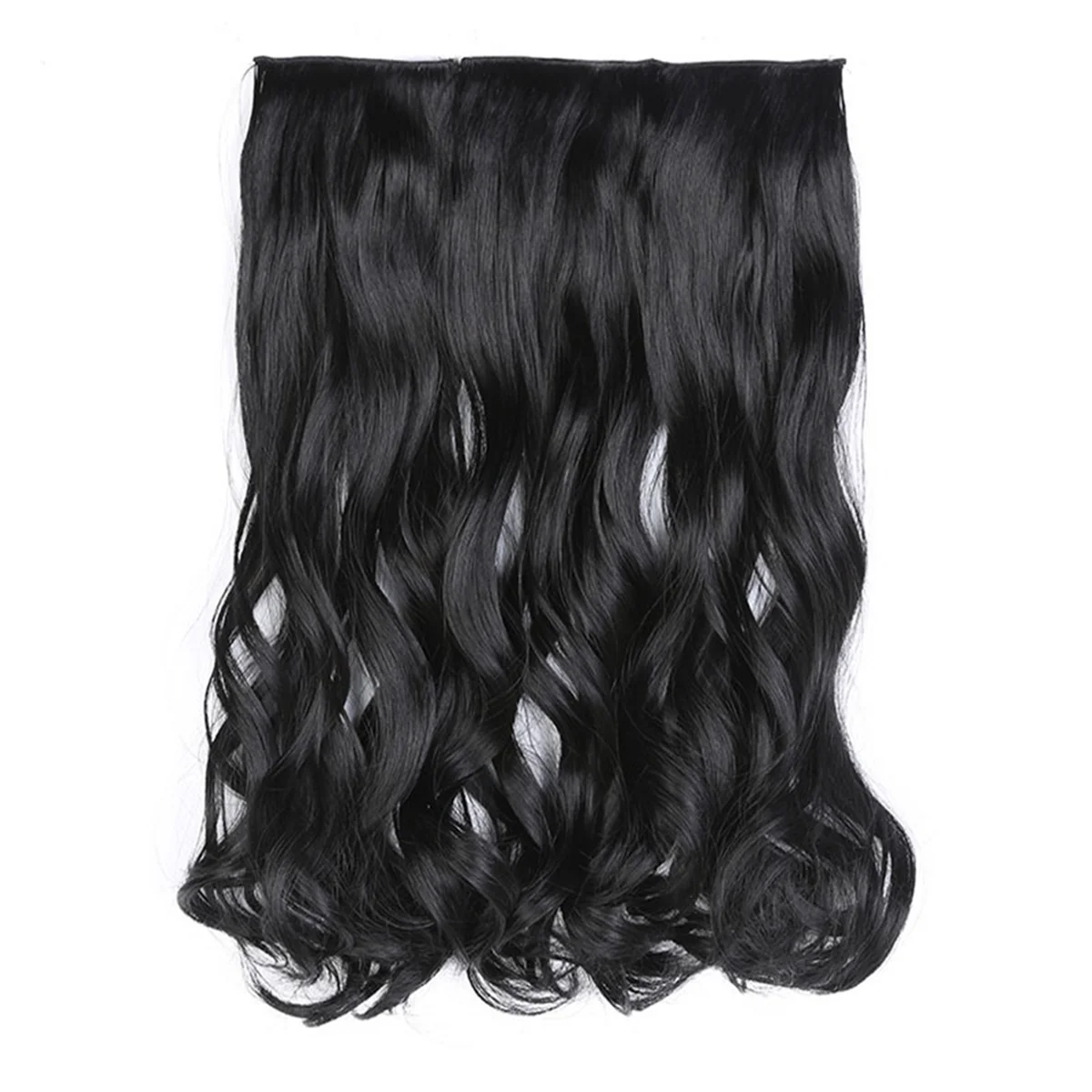 

55cm Thickened Three-Piece Wig Set Large Wavy Long Curly Wig High Temperature Hair Wire Wig Natural Black Long Wavy