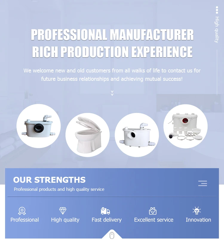 FLO300 مصنع المورد مضخة مياه الصرف الصحي مضخة المياه القذرة الطين تصميم Mp250 مضخة Macerator المرحاض