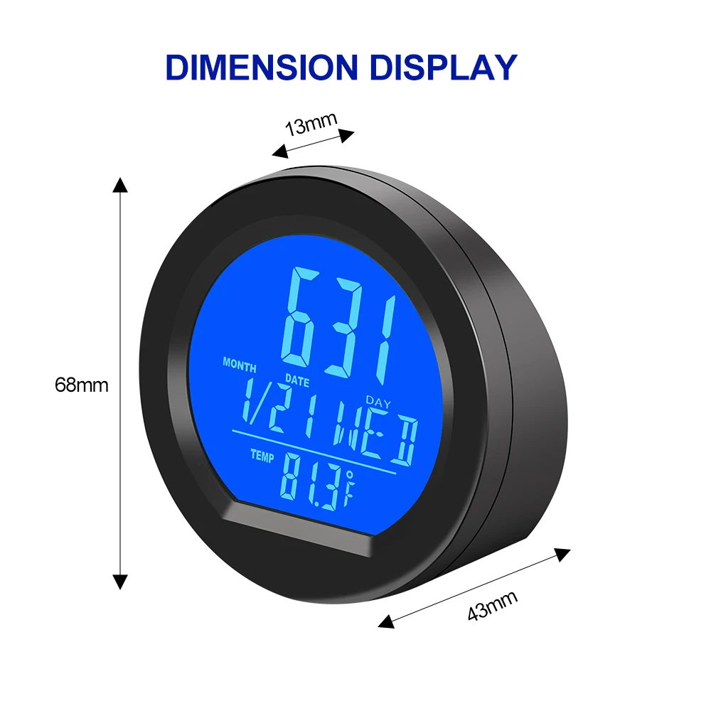 Solar Car Clocks For Dashboard Digital LCD Clock Temperature Time Display Dashboard Clocks Backlight Electronic Screen Clock