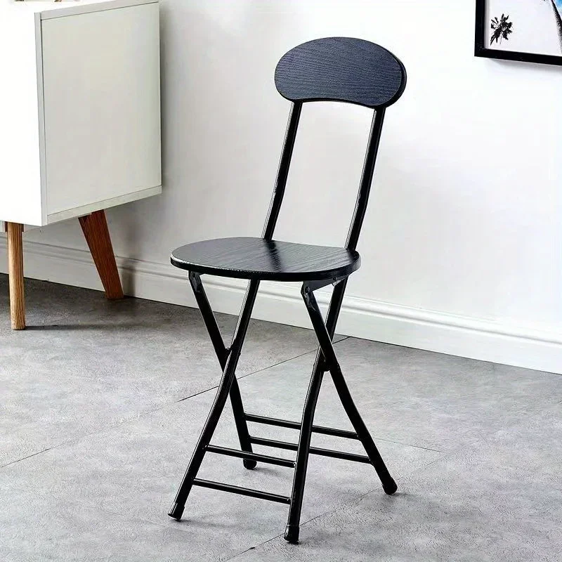 1pc Classic Style Folding Chair with Oval Seat Portable, No Assembly Needed, Durable Metal Frame Hardwood Construction for Home image 6